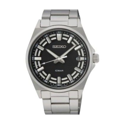 SEIKO SUR505P1 BLACK DIAL STAINLESS STEEL BAND ANALOG MEN WATCH